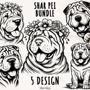 Shar Pei Svg Bundle, Shar Pei Svg, Cute Shar Pei Svg, Shar Pei Png, Shar Pei Silhouette, Shar Pei Svg Files For Cricut, Shar Pei Dog Clipart