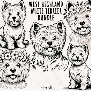 West Highland White Terriër Svg bundel, West Highland White Terriër Svg, Westie Art, Westie Svg, Westie Mom Svg, Westie Cut File, Westie Dog