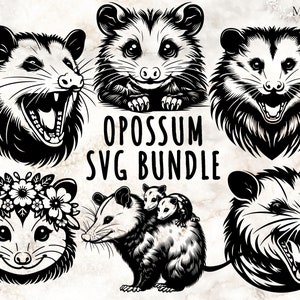 Bundle Opossum Svg, Opossum Svg, Opossum avec fleurs Svg, Opossum de Virginie, Opossum tête Svg, Opossum Clipart, Opossum coupe fichier Cricut