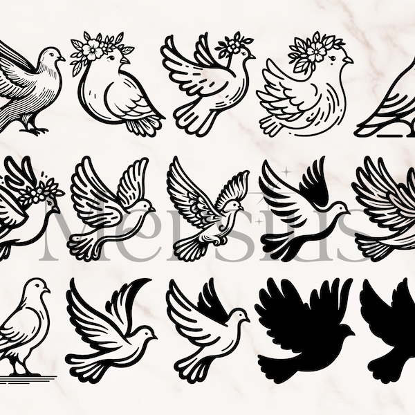 Dove Svg Bundle, Dove Svg, Flying Dove Svg, Dove Clipart, Wedding Doves Svg, Dove Cricut, Pigeon Svg, Flying Pigeon Svg, Dove Bird Svg