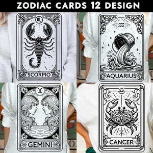 Zodiac Cards SVG, Zodiac Cards Bundle, Tarot Cards Svg, Zodiac Svg, Astrology Svg, Tarot Card Svg, Horoscope Svg, Zodiac Signs Png, Tarot