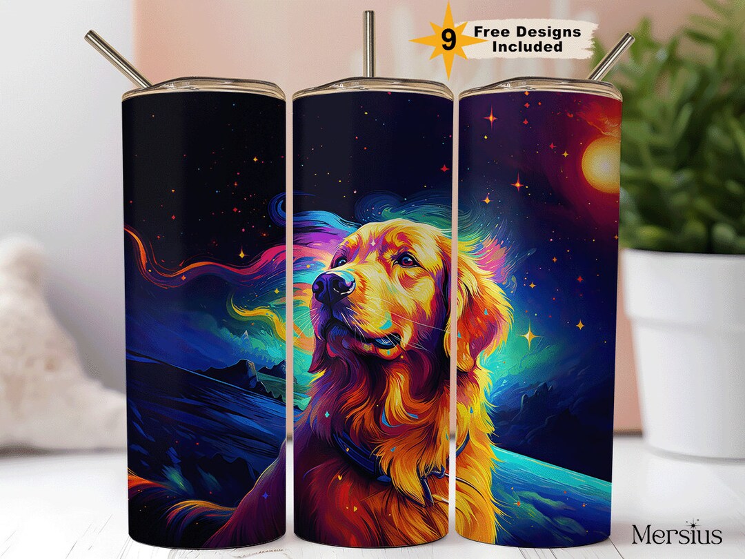 Golden Retriever Dog 20 Oz Skinny Tumbler Sublimation Design Digital ...