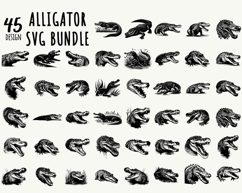 Alligator SVG Bundle, Alligator Svg, Alligator Png, Alligator Clipart ...