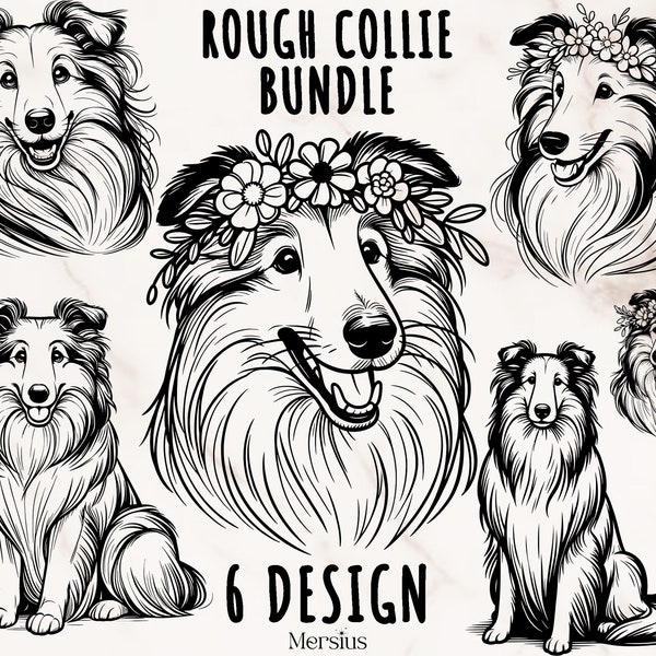 Rough Collie Svg Bundle, Rough Collie Svg, Rough Collie Clipart, Rough Collie Shirt Svg, Collie Dog Mom Svg, Floral Rough Collie, Silhouette