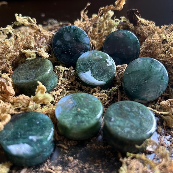 Green Moss Agate Plugs