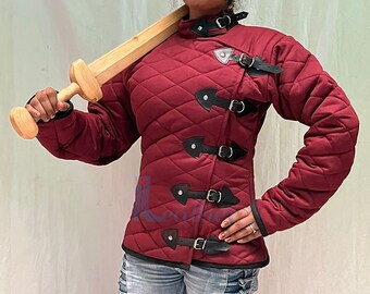 Mittelalterliches Gambeson Kostüm | Mittelalterliche gepolsterte Gambeson-Rüstung, Gambeson-Rüstung | LAP-167 Larp Gambeson - Geschenk für Sie