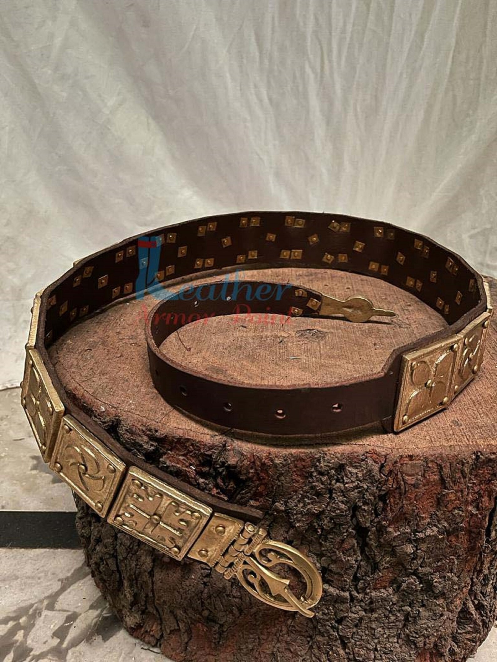 Handmade Black Roman Leather Apron Belt With Brass Fittings – Wearable Costume Armor