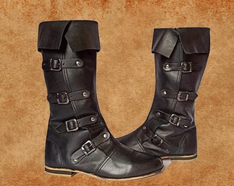 Medieval Boots - High Leather Boots RENAISSANCE Viking Pirate Boots, LAP-018 Christmas Gift