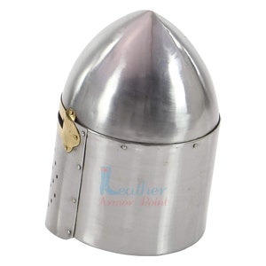 Elmo Medievale Sugarloaf In Acciaio – Grande Elmo Da Crociato – Taglia Unica – Collezione Armor Helmet