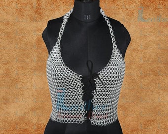 Chain mail Dress Aluminium Wire 10MM Rings Chain mail Top, LAP-308 Valentine Gifts