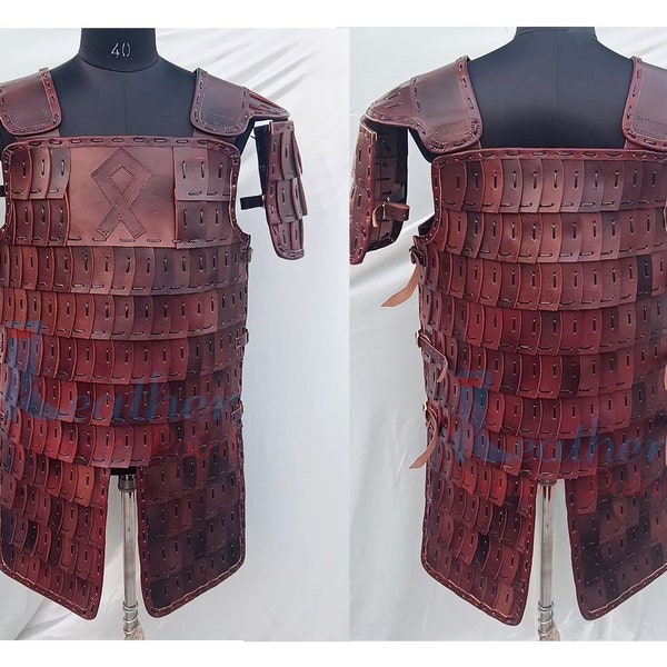 Leather Lamellar Armor, Leather Lamellar Scale Armour Set Built for use in LARP battles or reenactments LAP-061 Christmas Gift