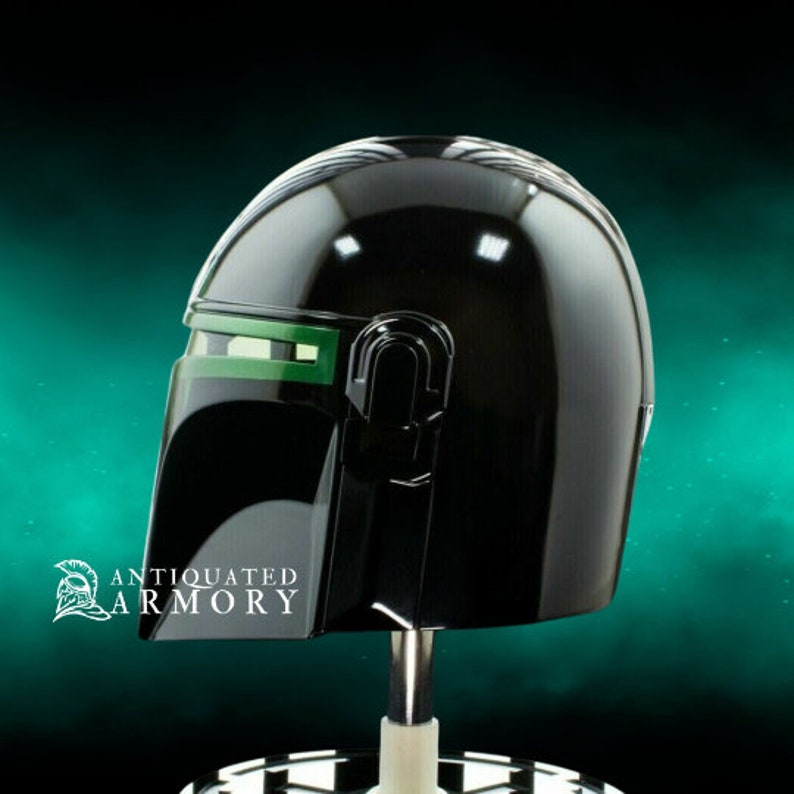 Premium Mandalorian Helmet Beskar Steel Design, Authentic Star Wars Cosplay Armor, Green