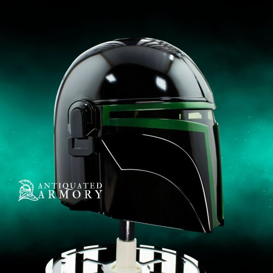 Premium Mandalorian Helmet Beskar Steel Design, Authentic Star Wars Cosplay Armor, Green