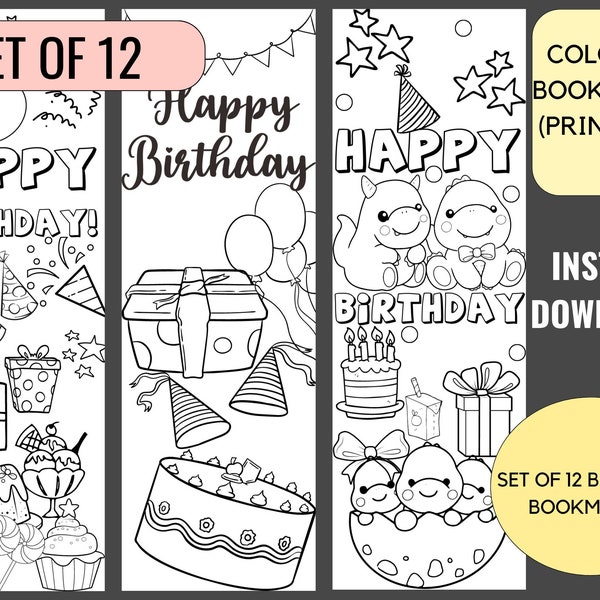 Coloring bookmarks for kids, birthday bookmarks, coloring bookmarks printable, printable color your own, craft, art, classroom activity