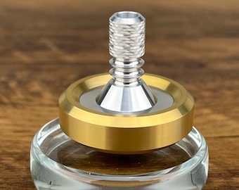 8-12 Minutes Spinning Top, Brass Collar with Aluminum Stem, Best Record 15-20+ Minutes (NO Base)