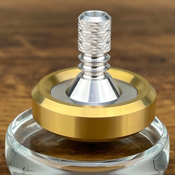 8-12 Minutes Spinning Top, Brass Collar with Aluminum Stem, Best Record 15-20+ Minutes (NO Base)