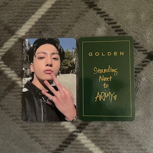 Réplica de transmisión de BTS Jungkook JK Snty Standing Next To You, hecha a mano por un fan, tarjeta fotográfica para PC, tarjeta LOMO dorada