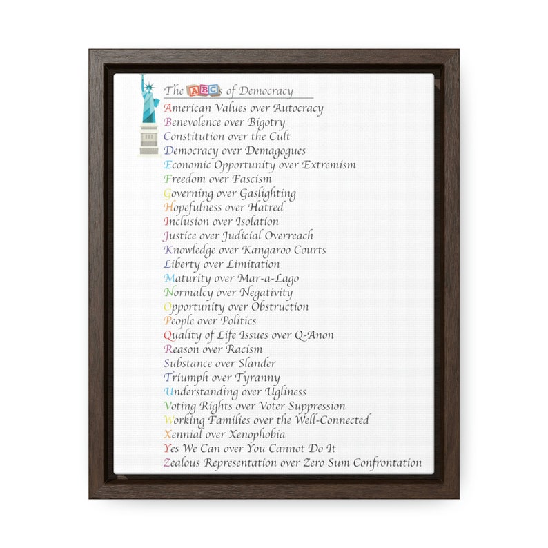 The abcs of democracy canvas print hakeem jeffries speech etsy