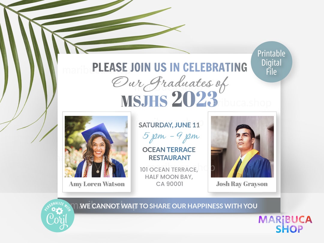 Double Graduation Invitation Dual Graduation Invitation Etsy
