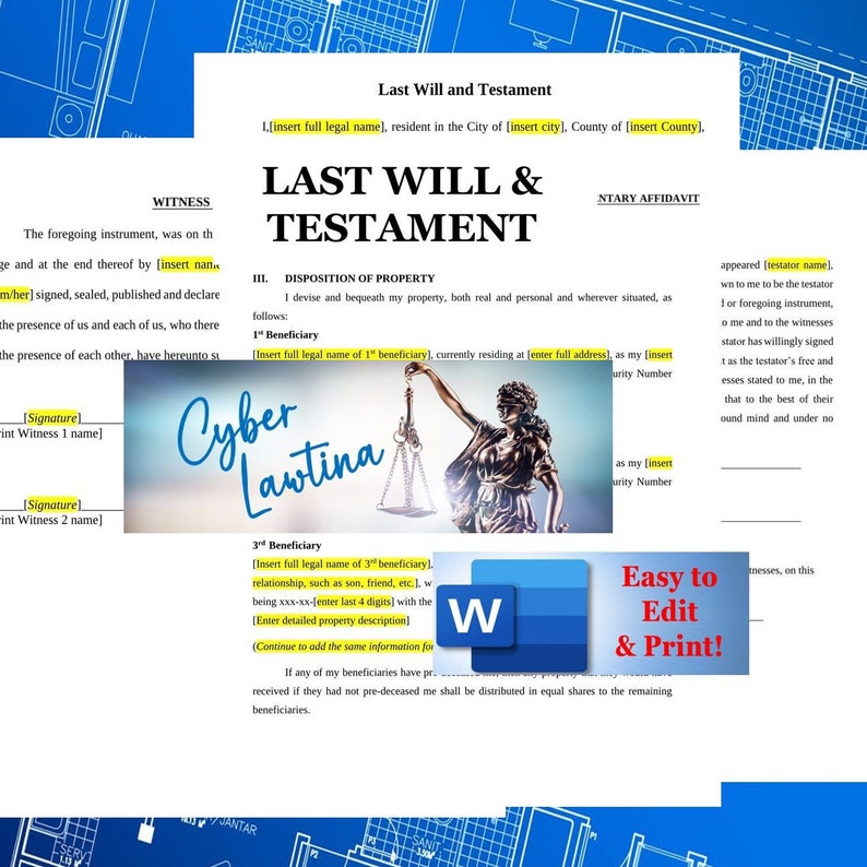 Last Will and Testament Complete With Notary and Witness Etsy