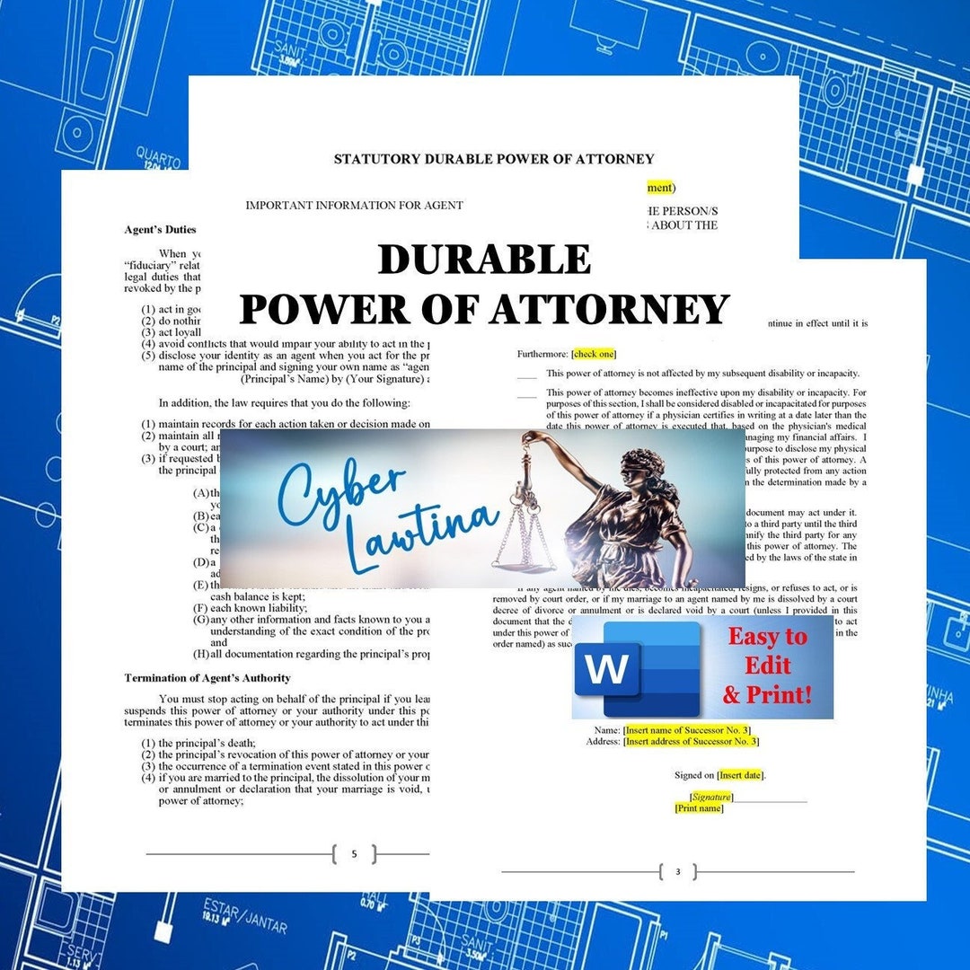 Attorney Word Durable Power of Attorney - Drafted by Attorney - Word Format - Easy to ...