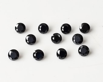 Lab Made Moissanite Black Color E-F Round 2mm Brilliant faceted AAA Quality - Superb Cut & Luster Black Moissanite