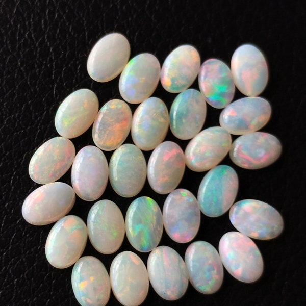 Natural Solid Australian Opal Oval Cabochon 5x7 mm Top Flashy AAA Quality Loose Gemstones For Ring & Jewelry making