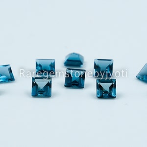 Natural London Blue Topaz square Faceted 3mm AAA Quality - Loose Square Topaz Cut Gemstone For Jewelry Making