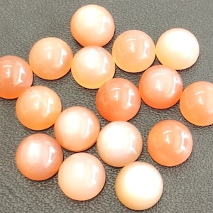 Natural peach moonstone Round Cabochon 6 mm AAA Quality- Peach Moonstone Cabochon Round