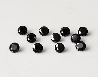 Lab Made Moissanite Black Color E-F Round 1.50mm Brilliant faceted AAA Quality - Superb Cut & Luster Black Moissanite