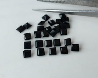 Natural Black Spinel 3mm Square cut Faceted Super Top Quality, Black Spinel Square Faceted Loose Gemstone