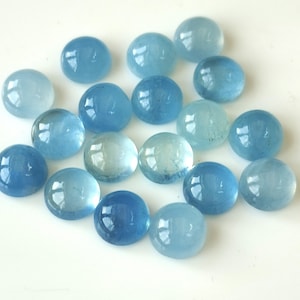 Natural Light Blue Aquamarine 6 mm Round cabochon AAA Quality, Good Light Blue Color Aquamarine