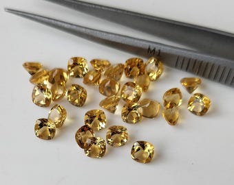 Natürliche Citrin Edelsteine 3mm Rund - AAA Qualität Facettiert Für Schmuck