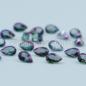 Topacio místico recubierto natural 6 x 9 mm Pera Facetada AAA + Calidad - Topacio místico superior Pera Facetada
