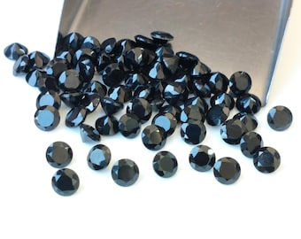 Espinela negra natural de 3 mm, redonda y facetada, de la mejor calidad: piedra preciosa suelta de espinela negra redonda y facetada