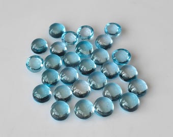 Natural Swiss Blue Topaz Round cabochon 6mm AAA Quality Calibrated Size Loose Gemstone