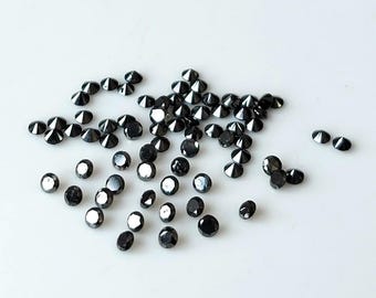 Natural Black Diamond Brilliant Round Cut 1.5mm AAA Quality - Loose Black Diamond Faceted