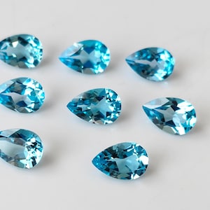 Natural Swiss Blue Topaz pear Faceted 6x8 mm AAA Quality - Superb Luster Swiss Blue Topaz Faceted