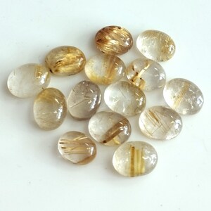Natural Golden Rutile Quartz Oval cabochon 5x7 mm AAA Quality, Calibrated Size Loose Gemstone