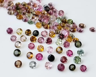 Turmalina multicolor natural de 3,5 mm, redonda, facetada, calidad AAA, piedra suelta de turmalina multicolor