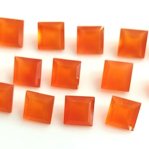 Natural Orange Carnelian square Faceted 9 mm AAA Quality - Loose Orange Carnelian Top Quality