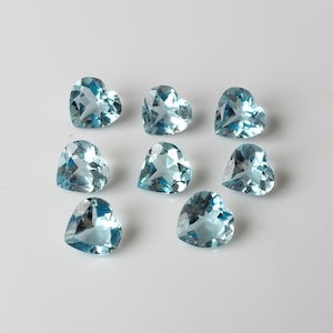 Natural Gold Blue Aquamarine 6 mm Heart Shape  Faceted AAA Quality, Good Blue color Aquamarine