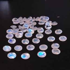 Natural Blue Flashy Rainbow Moonstone Oval Faceted 4x6mm AA Quality - Good Blue Flashy Moonstone Faceted