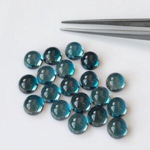 Natural London Blue Topaz Round  Cabochon 7 mm AAA Quality - Superb Luster London Blue Topaz Cabochon