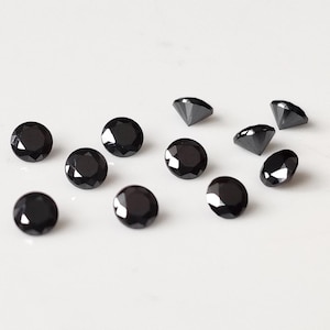 Lab Made Moissanite Black Color E-F Round 1.50 mm Brilliant faceted AAA Quality - Superb Cut & Luster Black Moissanite