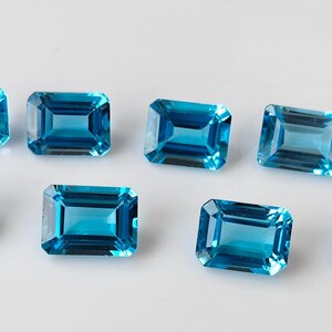 Topacio azul suizo natural facetado en forma de octágono, 3 x 5 mm, calidad AAA