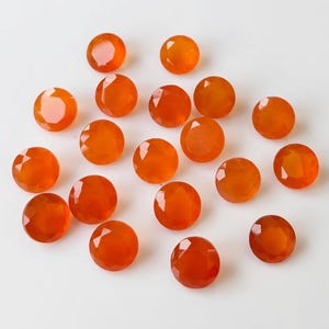 Natural Orange Carnelian Round Faceted 8 mm AAA Quality Calibrated Size Loose Gemstone