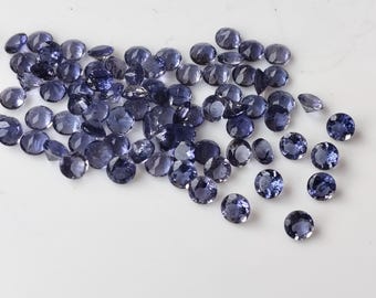 Natural Iolite Round Faceted 1.75 mm AAA Quality, calibrated Size Loose Gemstone