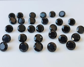 Natural Black Spinel 7mm Round Faceted Super Top Quality- Black spinel Round Faceted Loose Gemstone