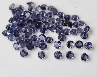 Natural Iolite Round Faceted 1mm AAA Quality, Calibrated Size Loose Gemstone